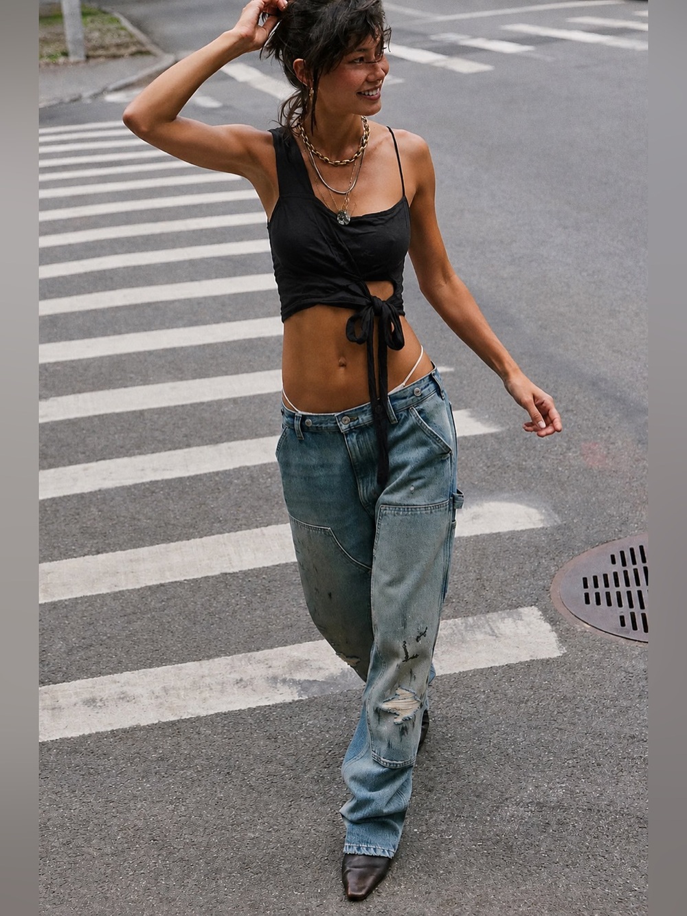 NWT Free People Top- Black $58 MSRP